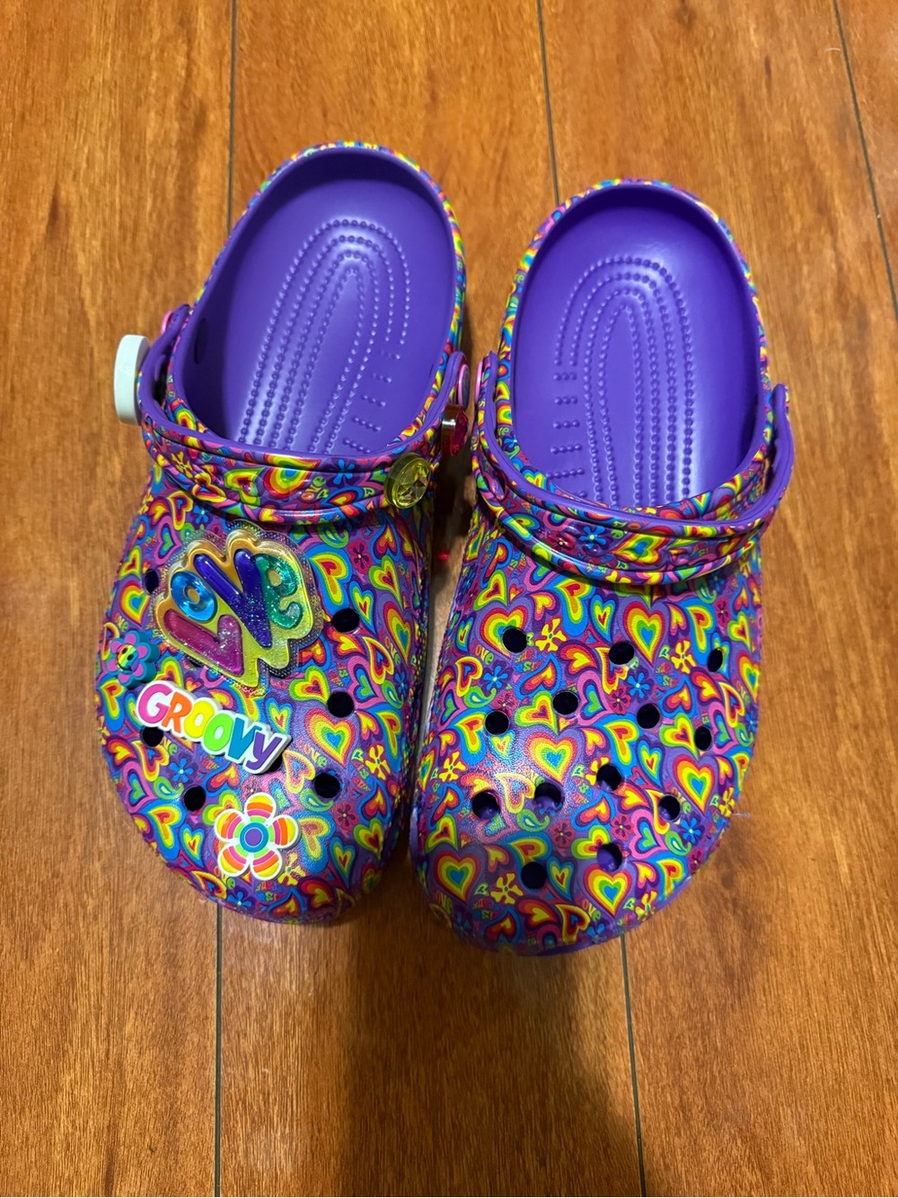 Lisa frank crocs Purple Groove Heart-Print Clog Shoes - Picture 8 of 8